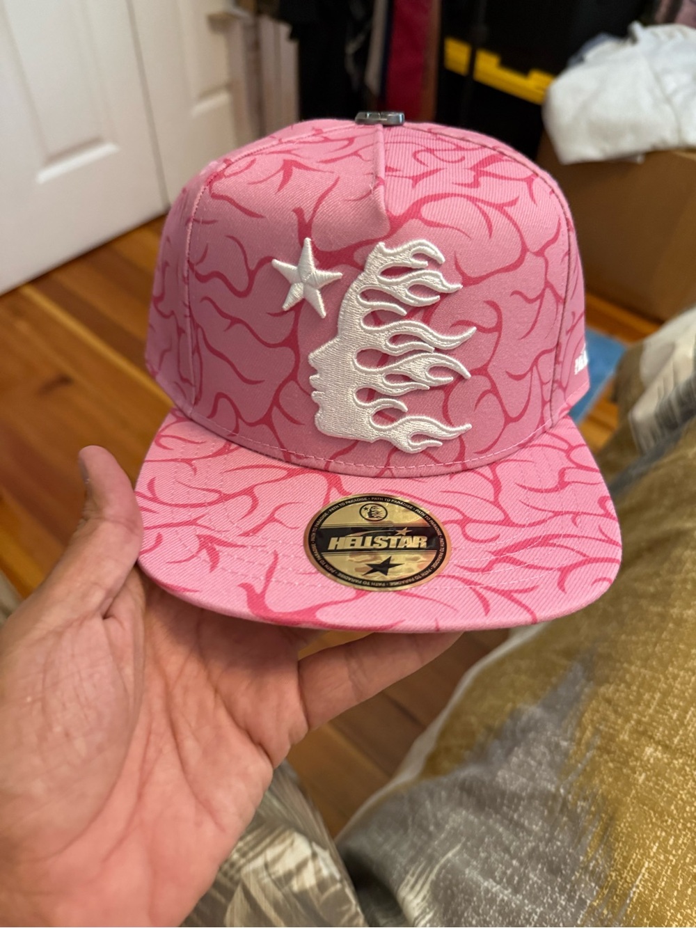 Helstar Brainwash Pink Flame Snapback Hat 7 1/8